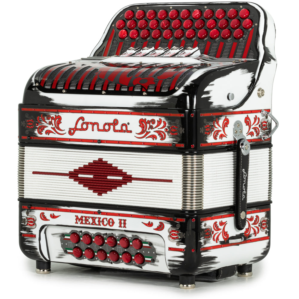 Sonola Mexico II Ultra Compact 5 Switch FBE Accordion Cartoon Black and White with Red