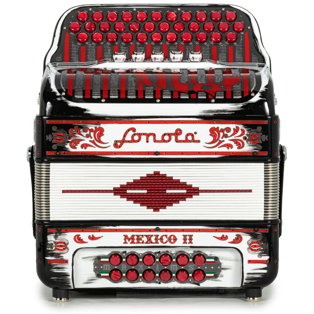 Sonola Mexico II Ultra Compact 5 Switch FBE Accordion Cartoon Black and White with Red