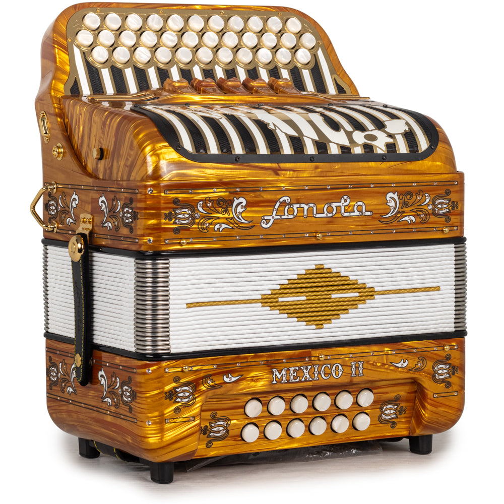 Sonola Mexico II Ultra Compact 5 Switch GCF Accordion Gold Wood with White
