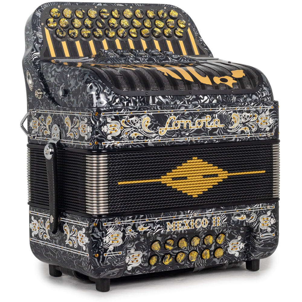 Sonola Mexico II Ultra Compact 5 Switch EAD Accordion Black and Grey with Gold
