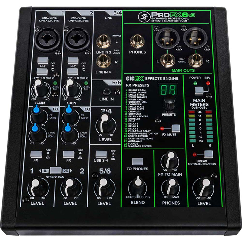 Mackie PROFX6V3 6-channel Mixer with USB and Effects-mixer-Mackie- Hermes Music