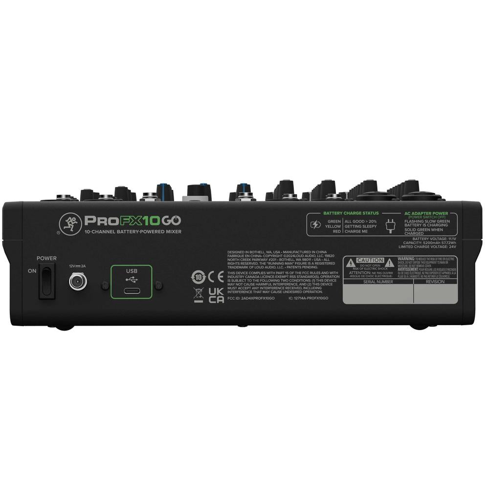 Mackie ProFX10 Go Battery-powered 10-channel Mixer with USB and Enhanced Effects