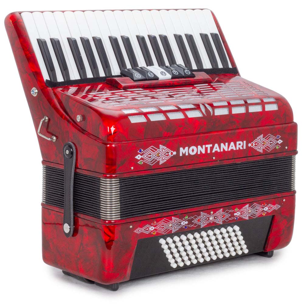 Montanari Piano Accordion 5 Switch 72 Bass 34 Keys Red-accordion-Montanari- Hermes Music