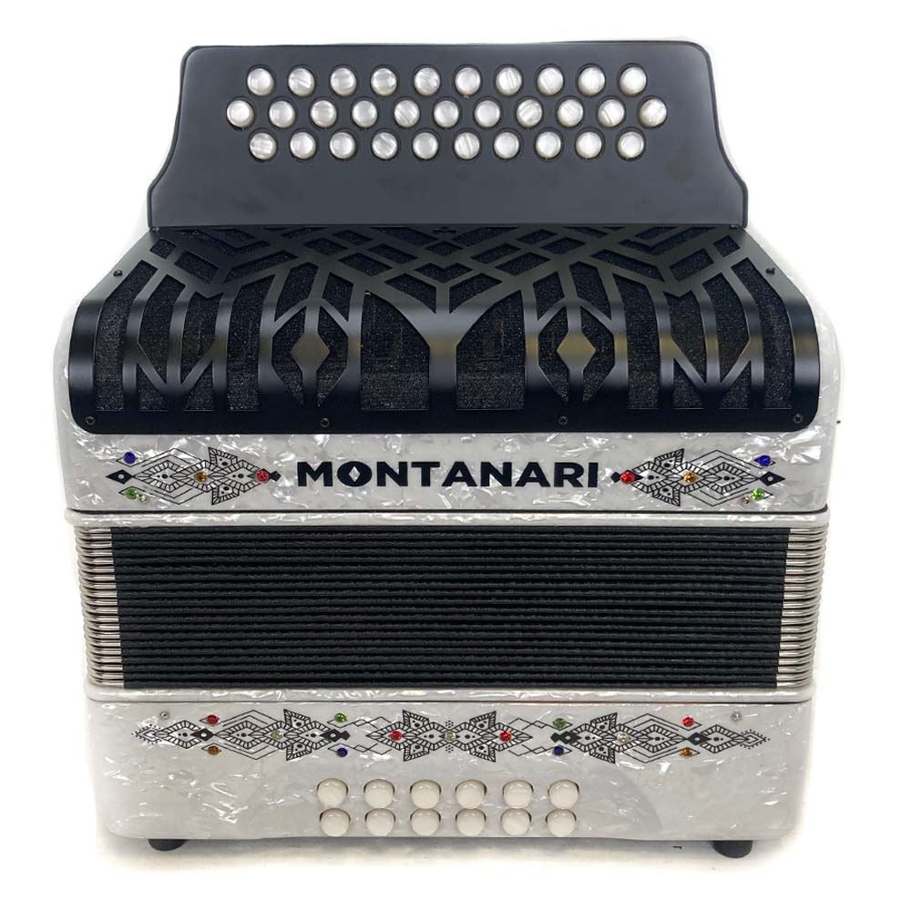 Montanari Vallenato Accordion Si Bemol White-accordion-Montanari- Hermes Music