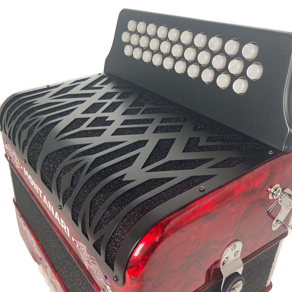 Montanari Vallenato Accordion No Switch GCF Red-accordion-Montanari- Hermes Music