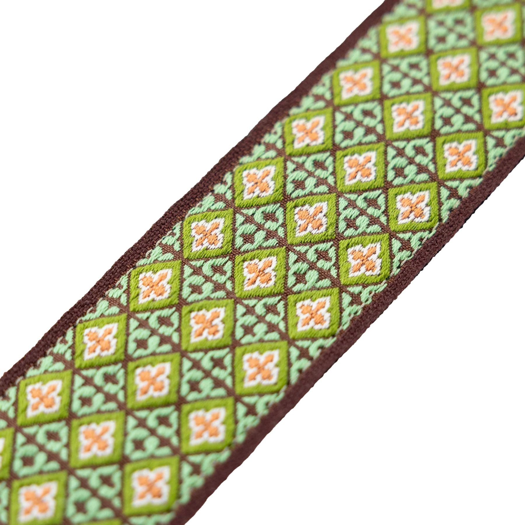 Levy Original Hootenanny Series Jacquard Weave Guitar Strap in Green Mosaic