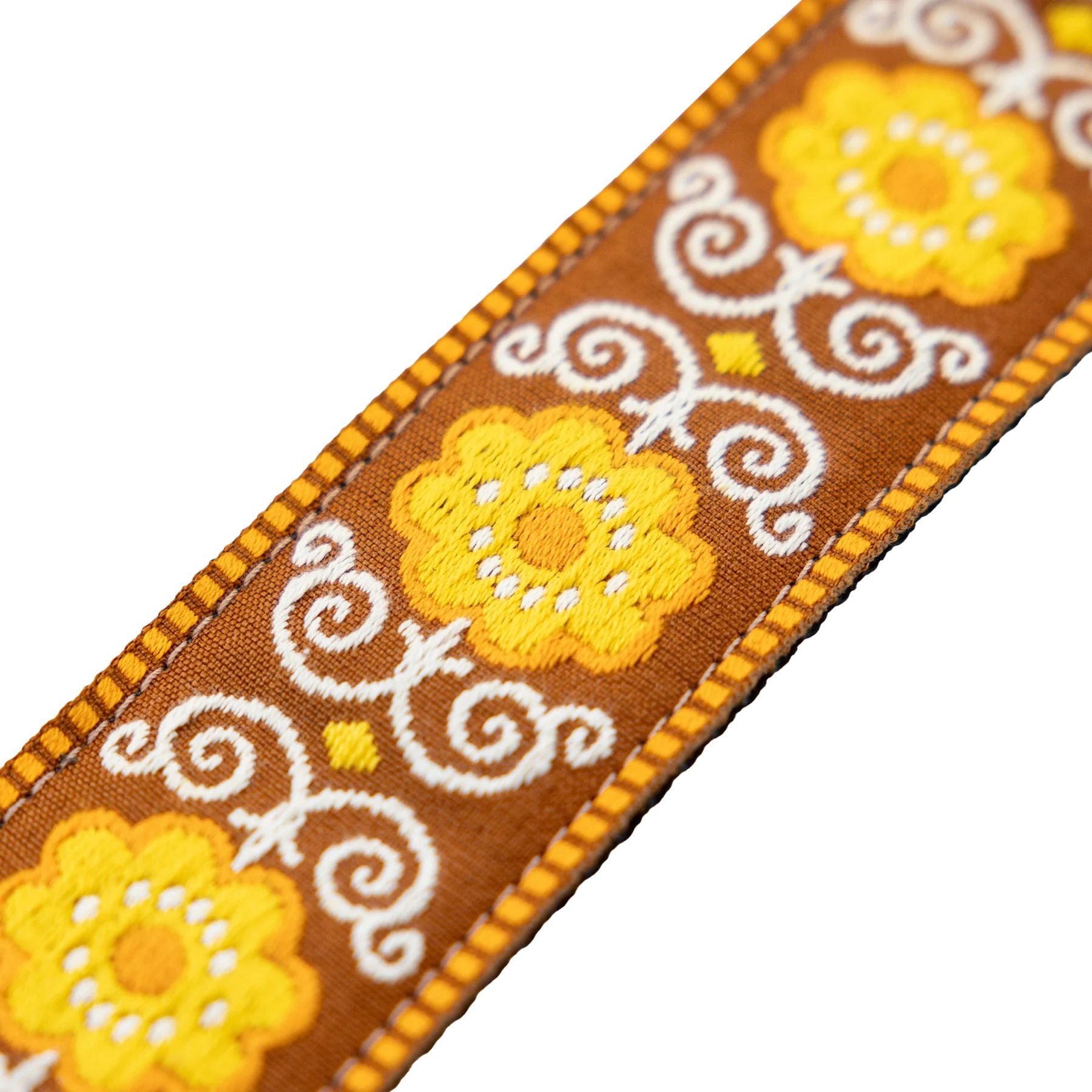 Levy Original Hootenanny Series Jacquard Weave Guitar Strap in Yellow Flower