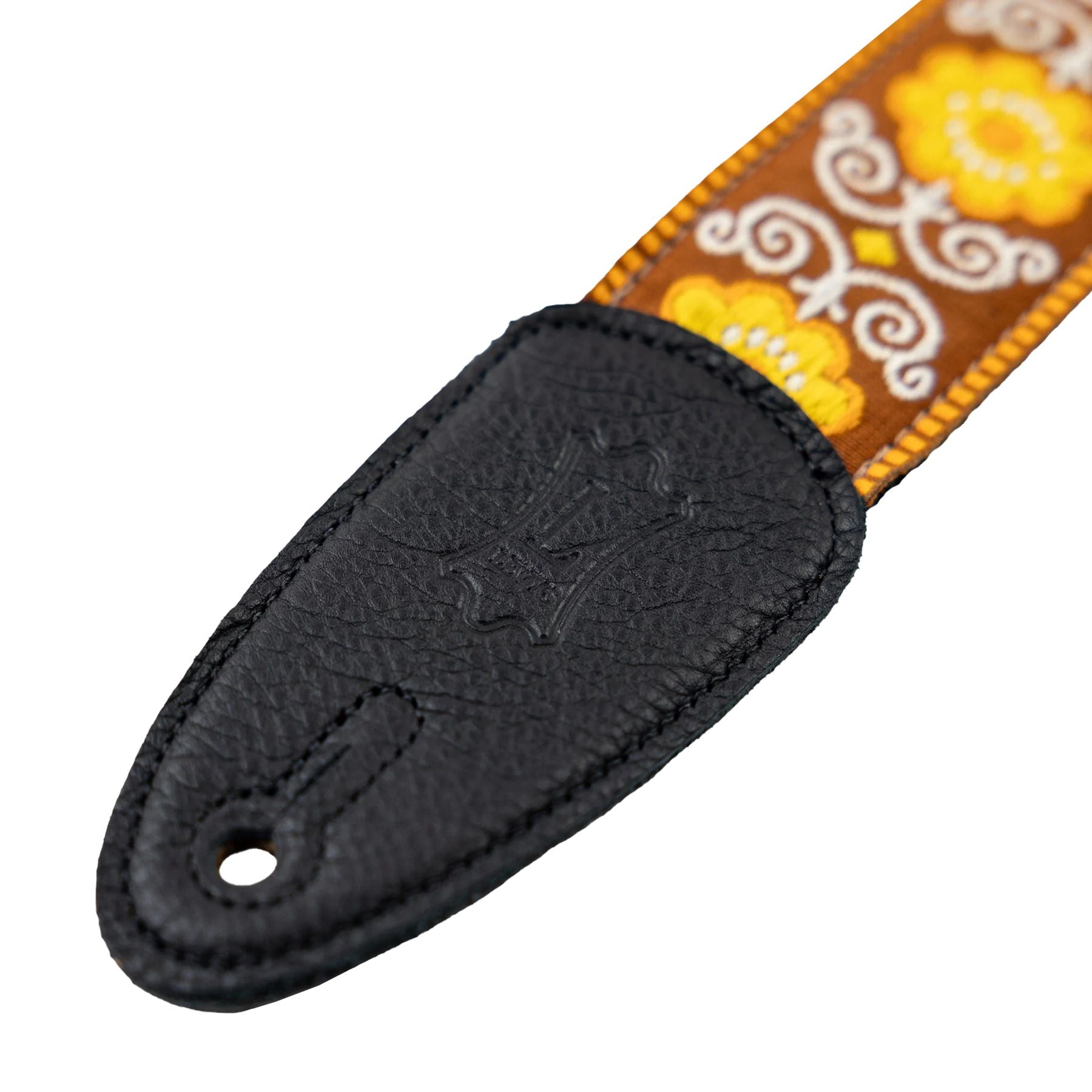 Levy Original Hootenanny Series Jacquard Weave Guitar Strap in Yellow Flower