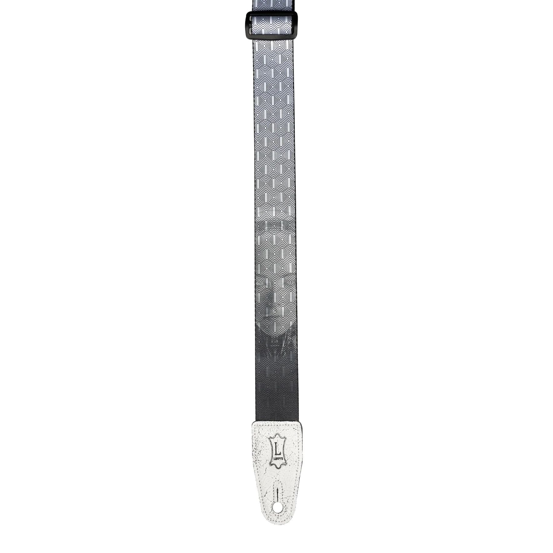 Levy Optical Illusion Series Poly Guitar Strap in Black and White Robot Print