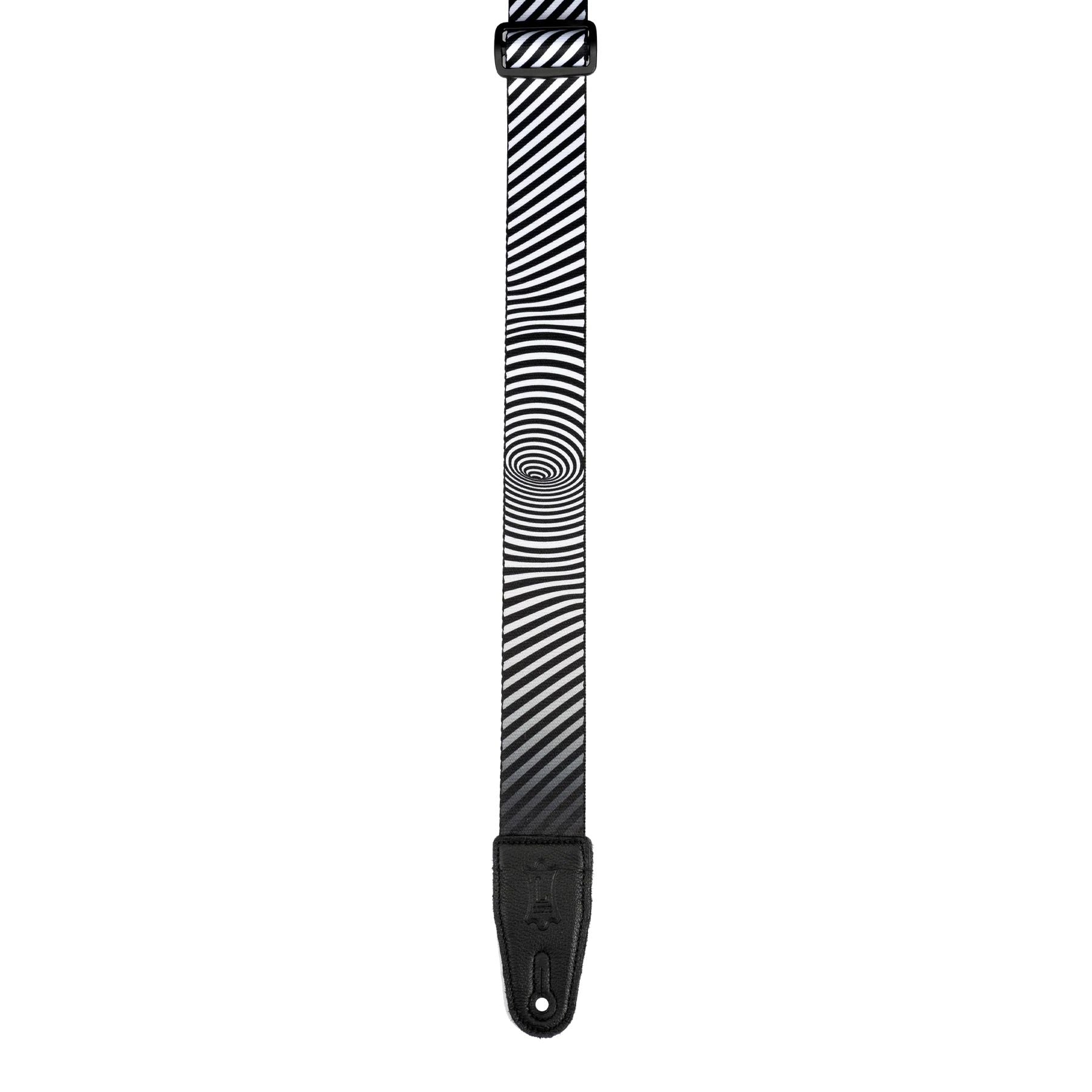 Levy Optical Illusion Series Poly Guitar Strap in Black and White Wormhole
