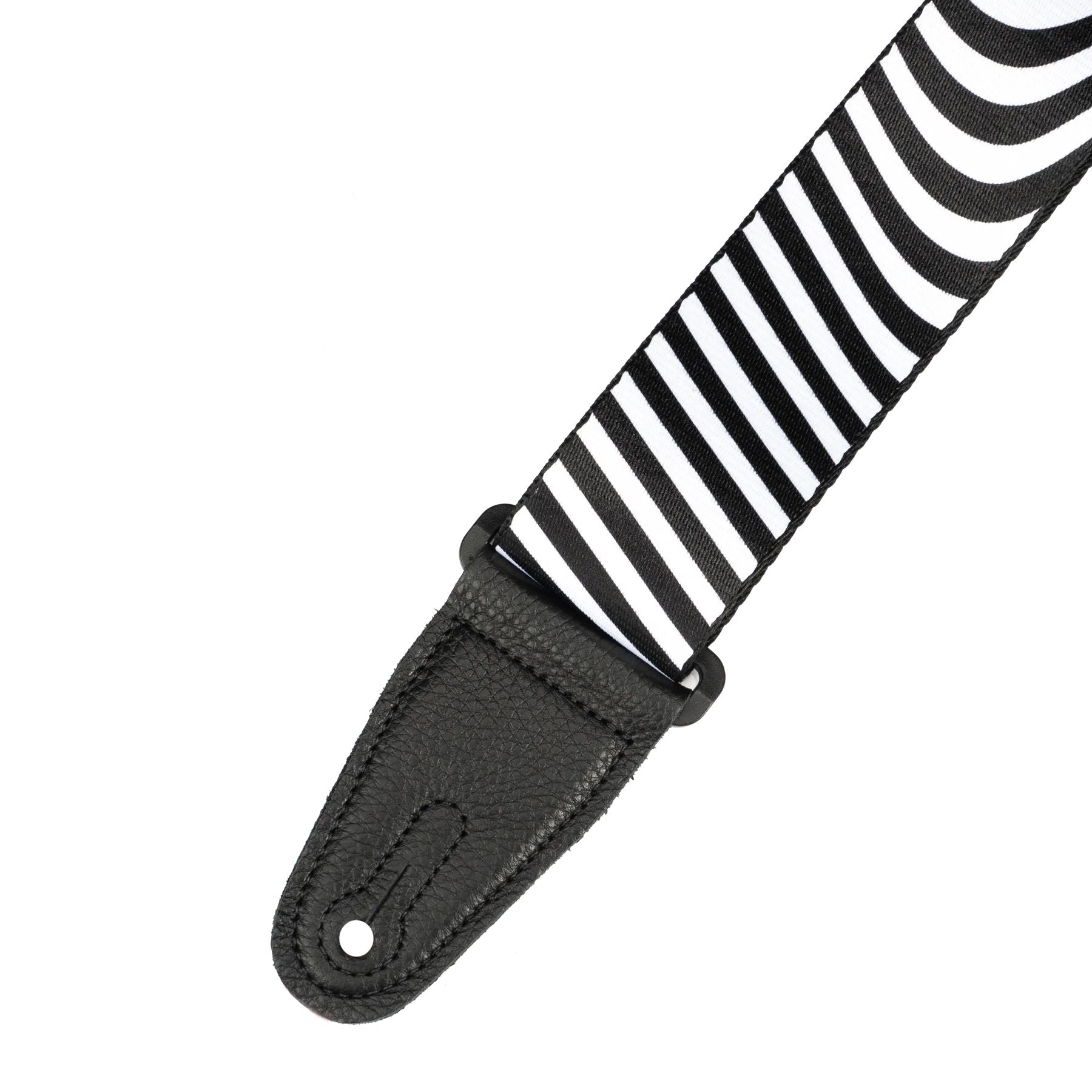 Levy Optical Illusion Series Poly Guitar Strap in Black and White Wormhole