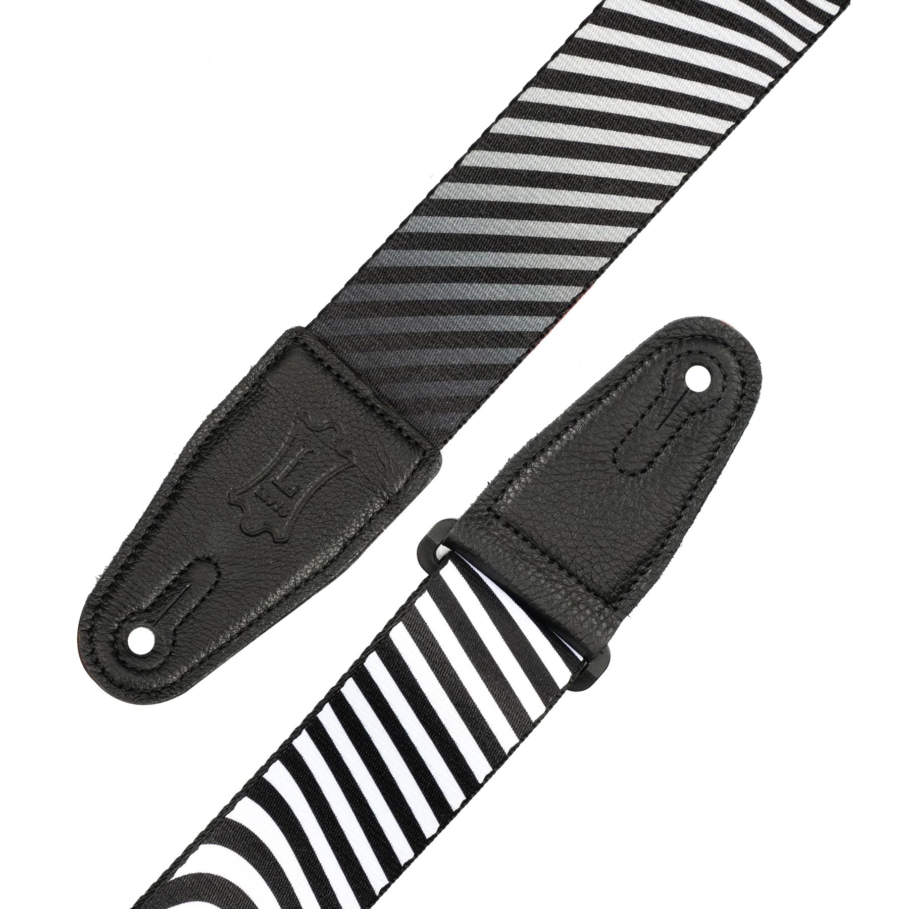 Levy Optical Illusion Series Poly Guitar Strap in Black and White Wormhole
