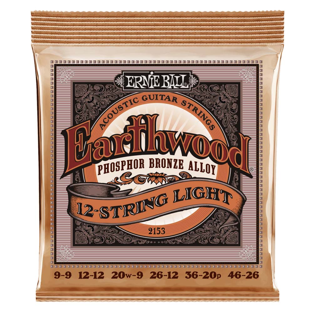 Ernie Ball Light Earthwood Phosphor Bronze 12-String Acoustic Guitar Strings 9-46 Gauge-accessories-Ernie Ball-Hermes Music