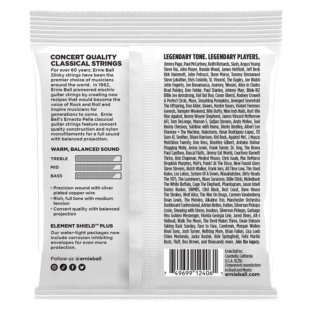 Ernie Ball Ernesto Palla Nylon Classical Guitar Strings - Black & Silver-accessories-Ernie Ball-Hermes Music