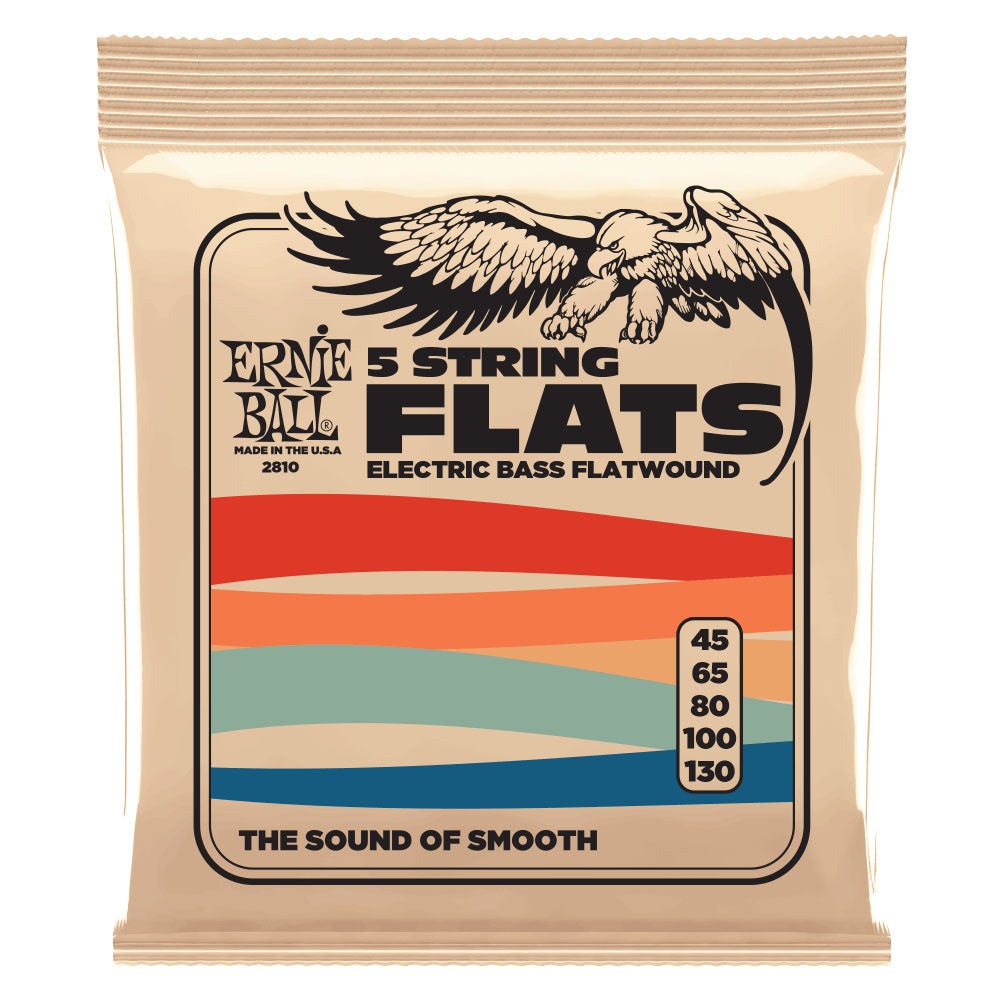 Ernie Ball 5-string Stainless Steel Flatwound Electric Bass Strings 45-130 Gauge-accessories-Ernie Ball-Hermes Music