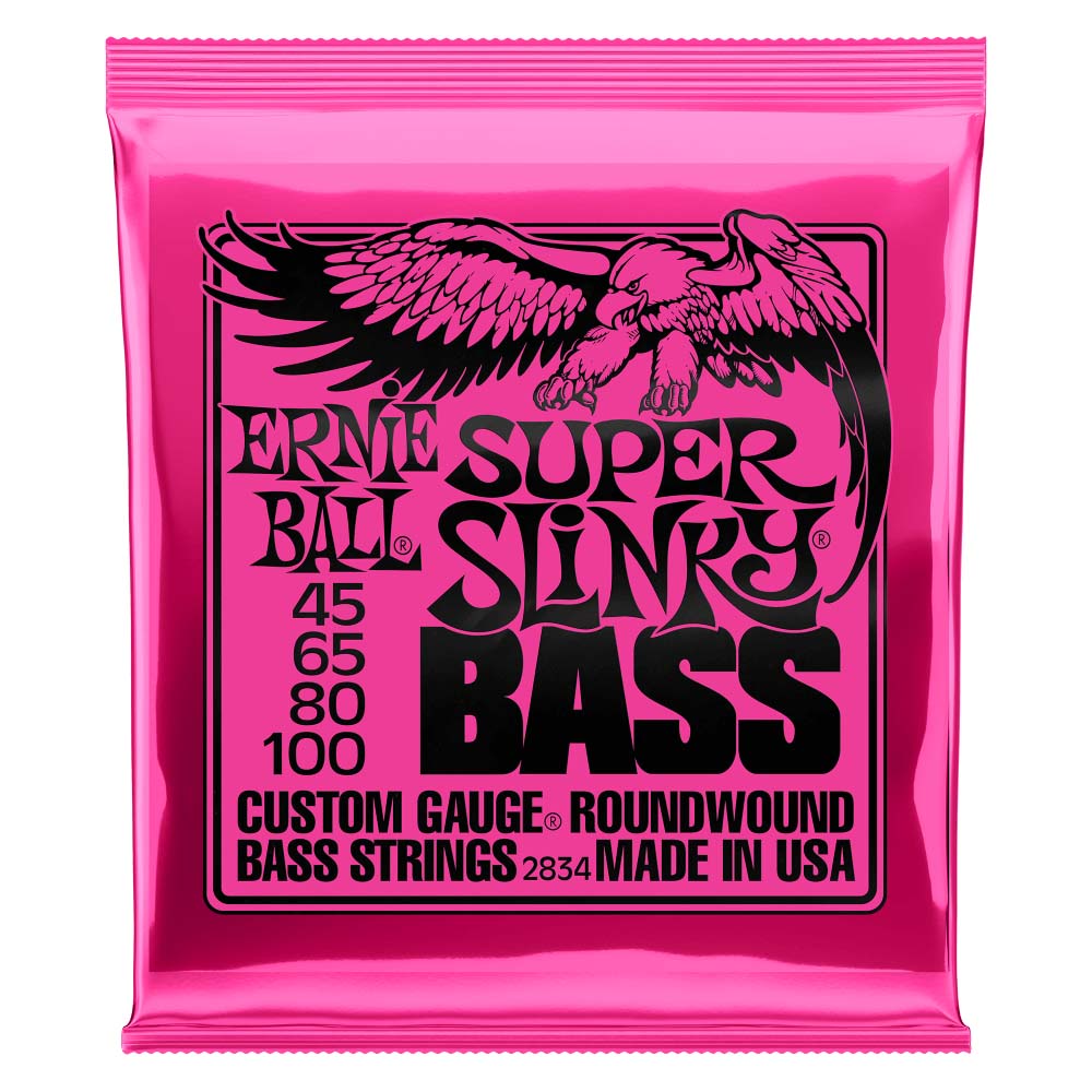 Ernie Ball Super Slinky Nickel Wound Electric Bass Strings 45-100 Gauge-accessories-Ernie Ball-Hermes Music