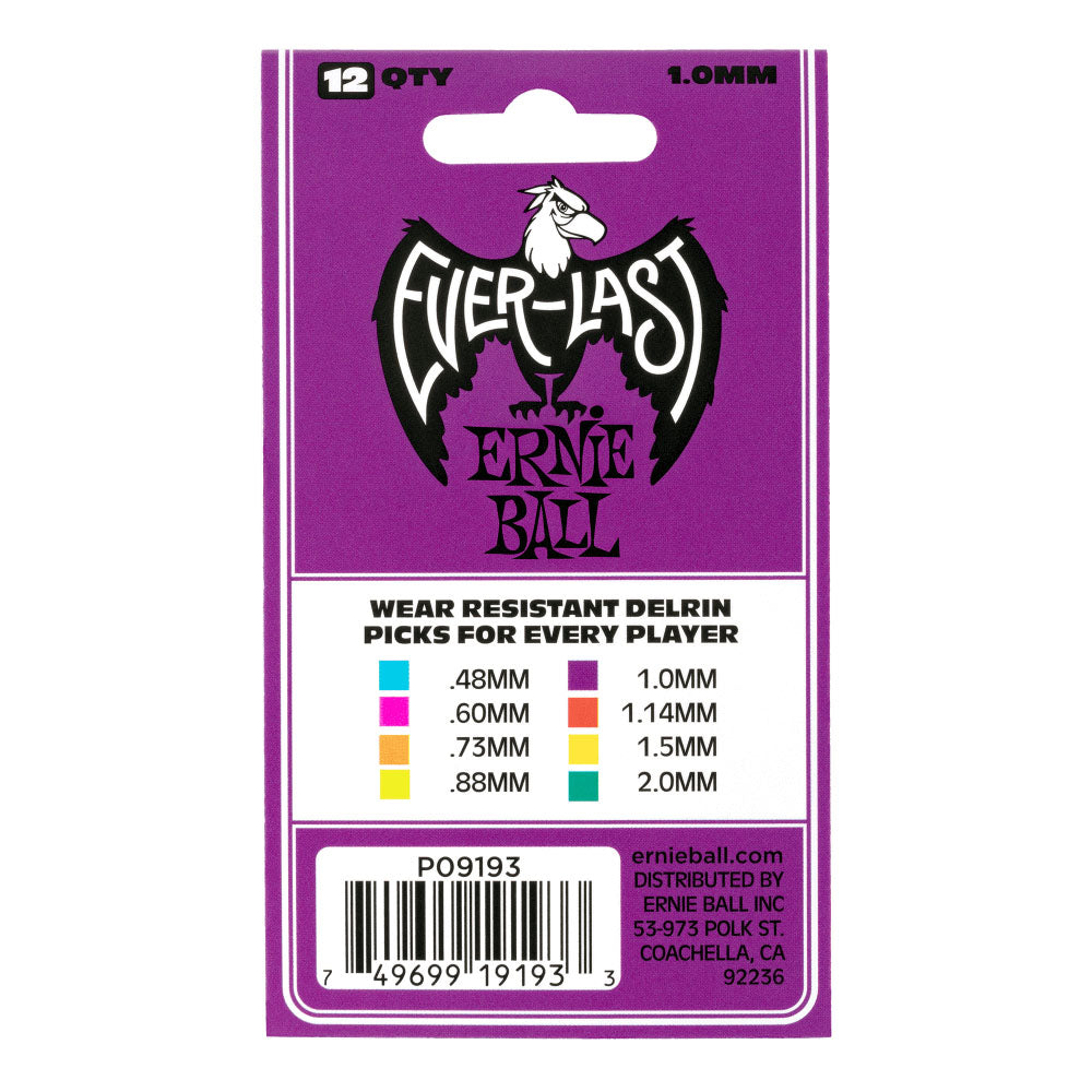 Ernie Ball Everlast Picks - 1.0mm Purple - 12 Pack-accessories-Ernie Ball-Hermes Music