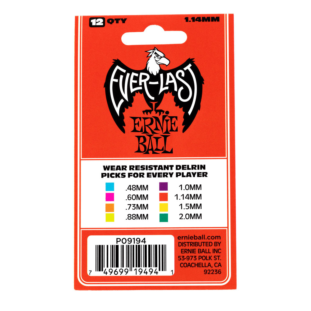 Ernie Ball Everlast Picks - 1.14mm Red - 12 Pack-accessories-Ernie Ball-Hermes Music