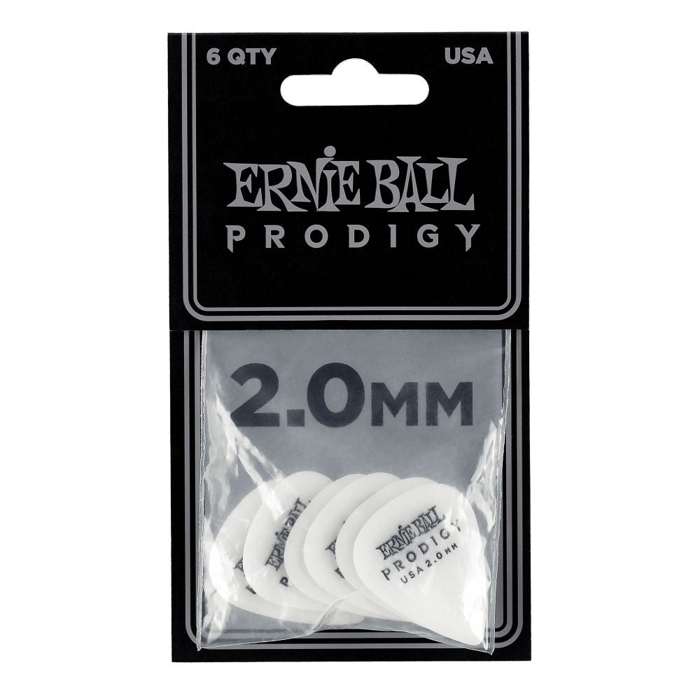 Ernie Ball Prodigy 2mm Standard Guitar Picks 6-Pack in White