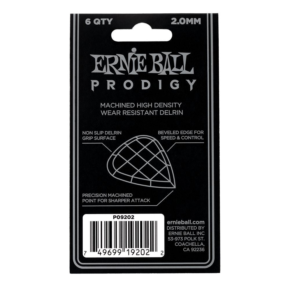 Ernie Ball Prodigy 2mm Standard Guitar Picks 6-Pack in White