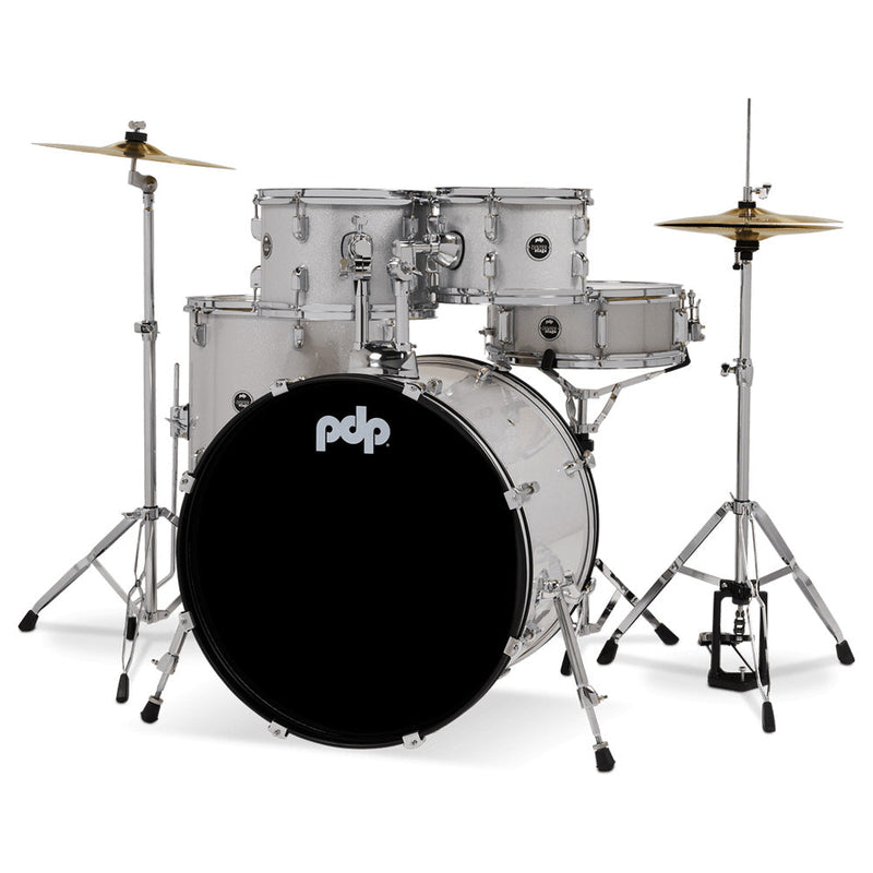 PDP Diamond White Sparkle - 5 Piece Complete Kit-drumset-Drum Workshop- Hermes Music