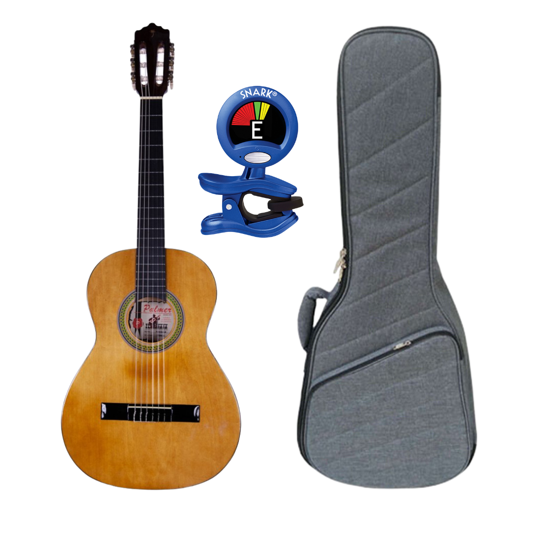 Palmer 3/4 Classical Guitar Light Brown with Tuner and Bag-Guitars-Palmer- Hermes Music