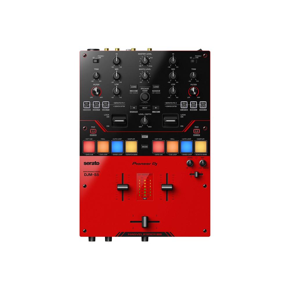 Pioneer DJM-S5 Scratch-Style 2-Channel DJ Mixer in Gloss Red