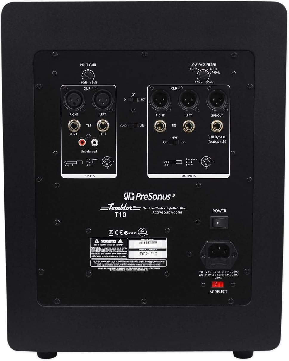 Presonus Temblor T10 Active Studio Subwoofer-speaker-Discontinued- Hermes Music