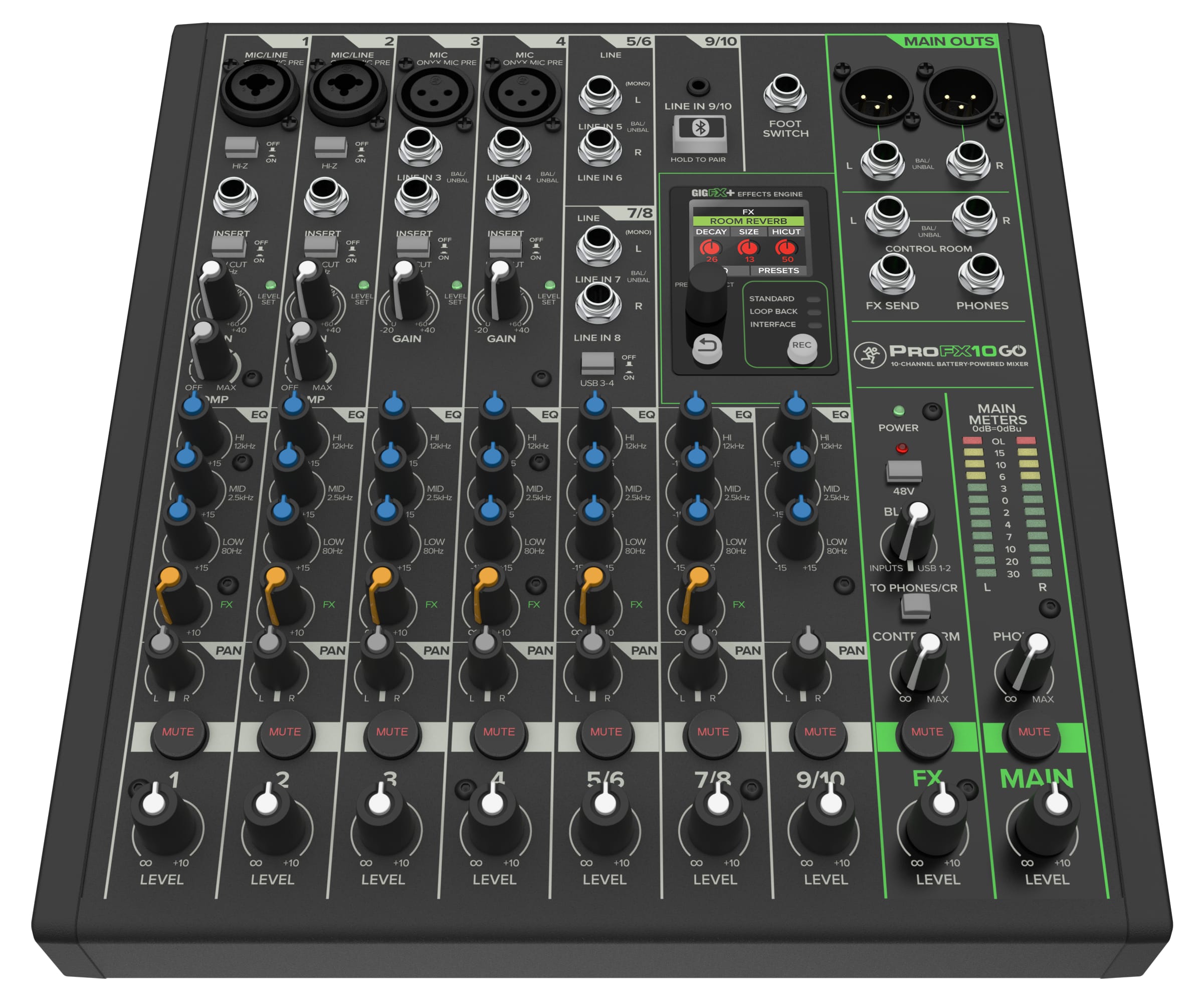 Mackie ProFX10 Go Battery-powered 10-channel Mixer with USB and Enhanced Effects