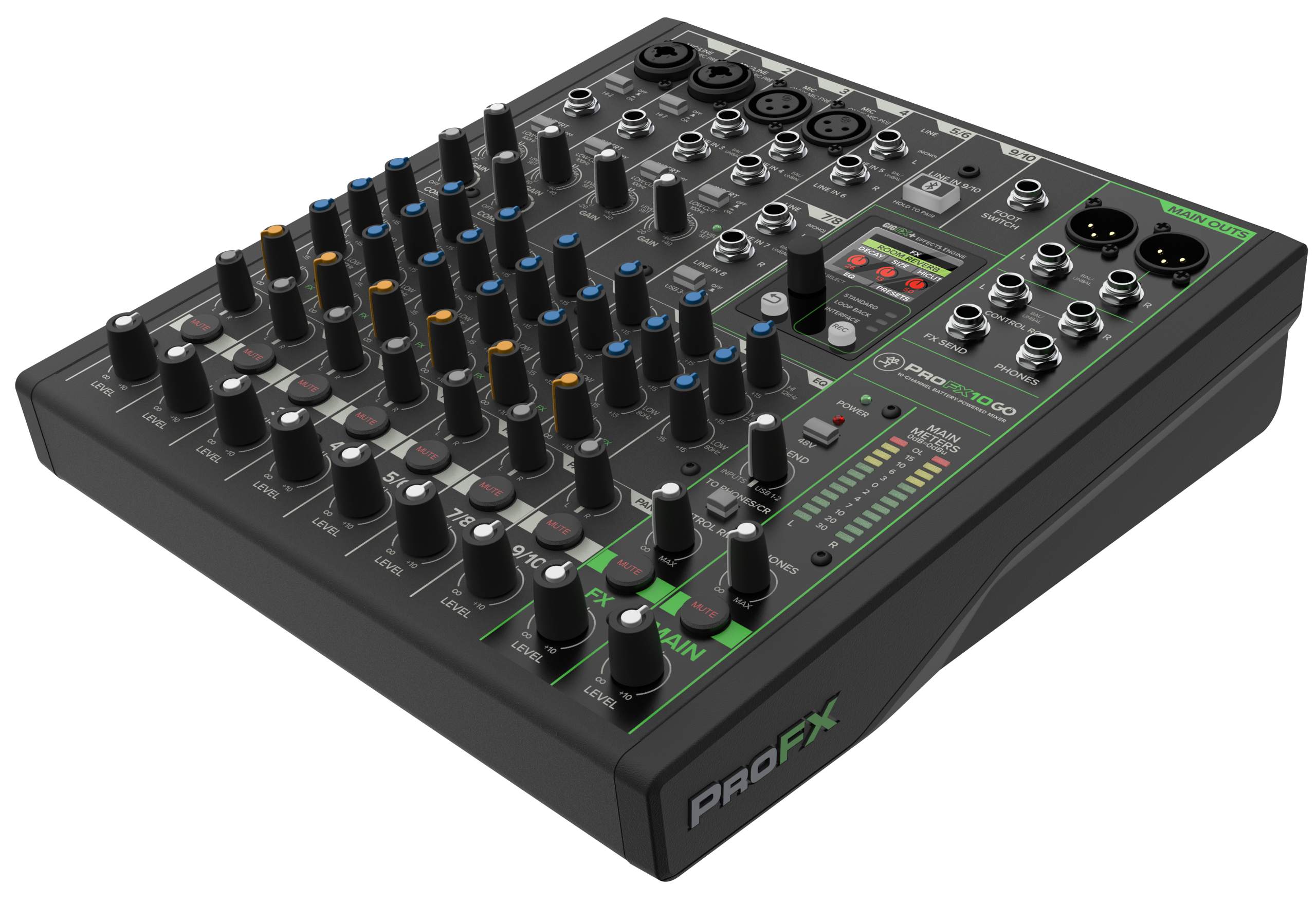 Mackie ProFX10 Go Battery-powered 10-channel Mixer with USB and Enhanced Effects