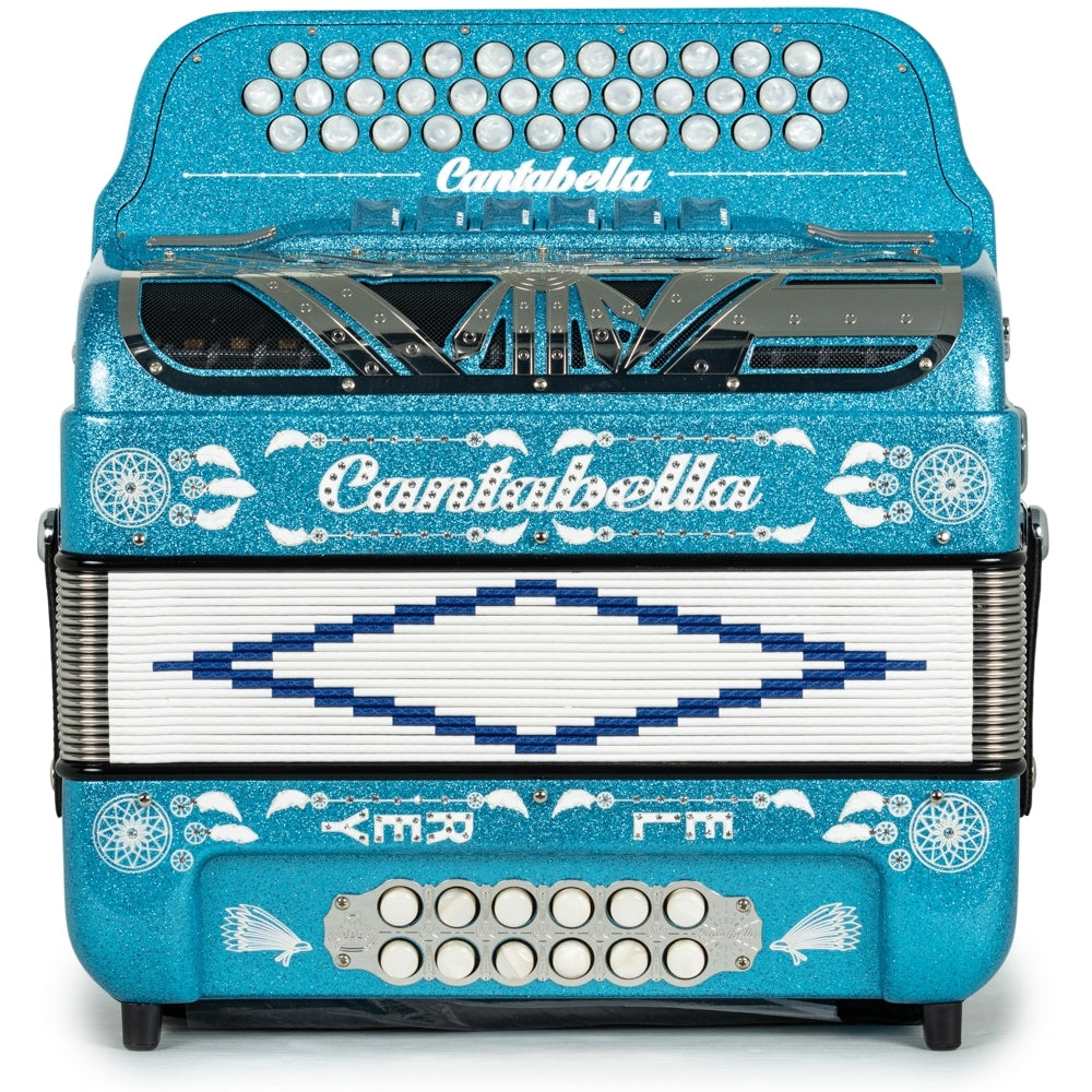 Cantabella Special Edition Ramon Ayala El Rey 2-Tone 6 Switch FBE-EAD Accordion in Blue Glitter with White