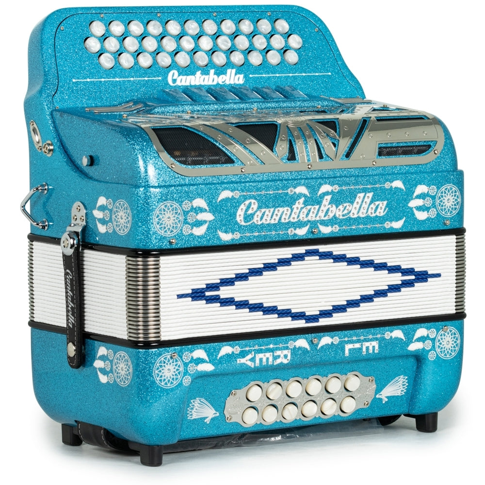 Cantabella Special Edition Ramon Ayala El Rey 2-Tone 6 Switch FBE-EAD Accordion in Blue Glitter with White