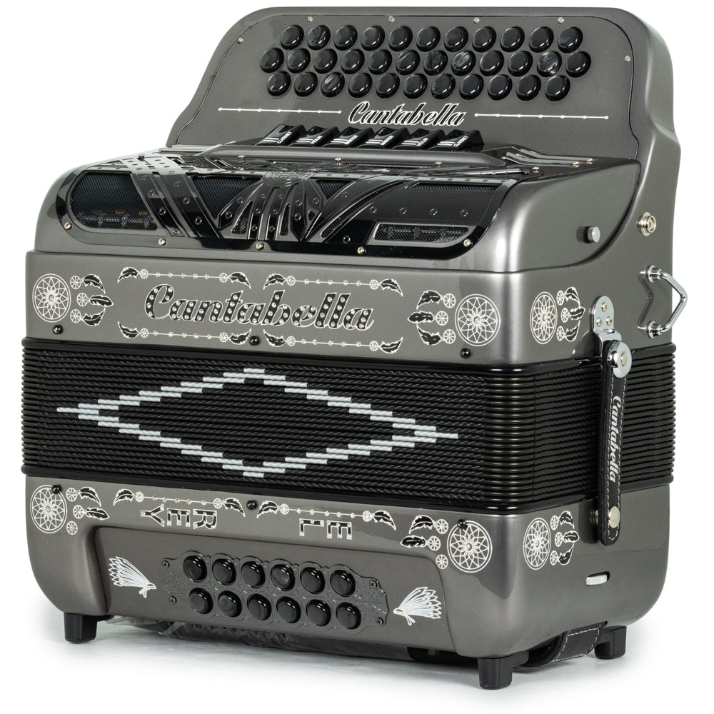 Cantabella Special Edition Ramon Ayala El Rey 2-Tone 6 Switch FBE-EAD Accordion in Metallic Grey Silver with Black