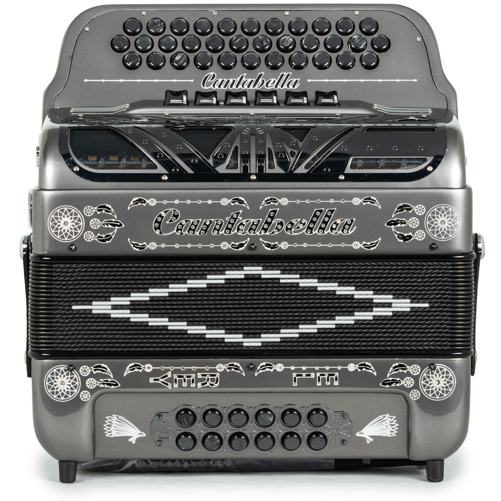 Cantabella Special Edition Ramon Ayala El Rey 2-Tone 6 Switch FBE-EAD Accordion in Metallic Grey Silver with Black