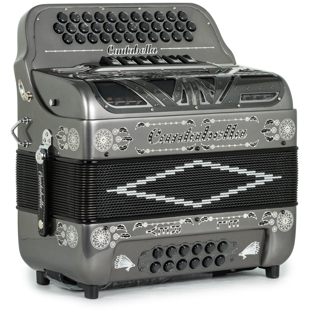 Cantabella Special Edition Ramon Ayala El Rey 2-Tone 6 Switch FBE-EAD Accordion in Metallic Grey Silver with Black