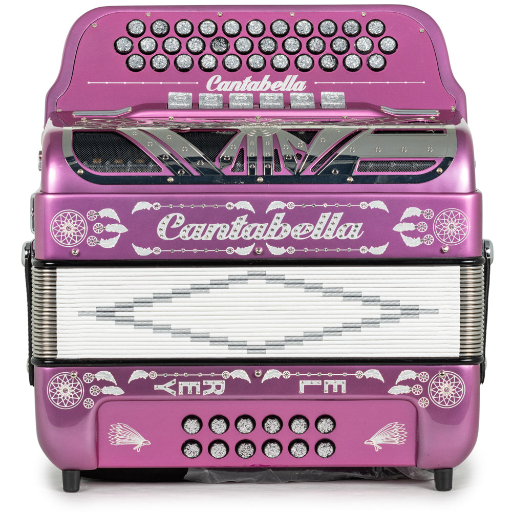 Cantabella Special Edition Ramon Ayala El Rey 2-Tone 6 Switch FBE-EAD Accordion in Hot Pink with Silver