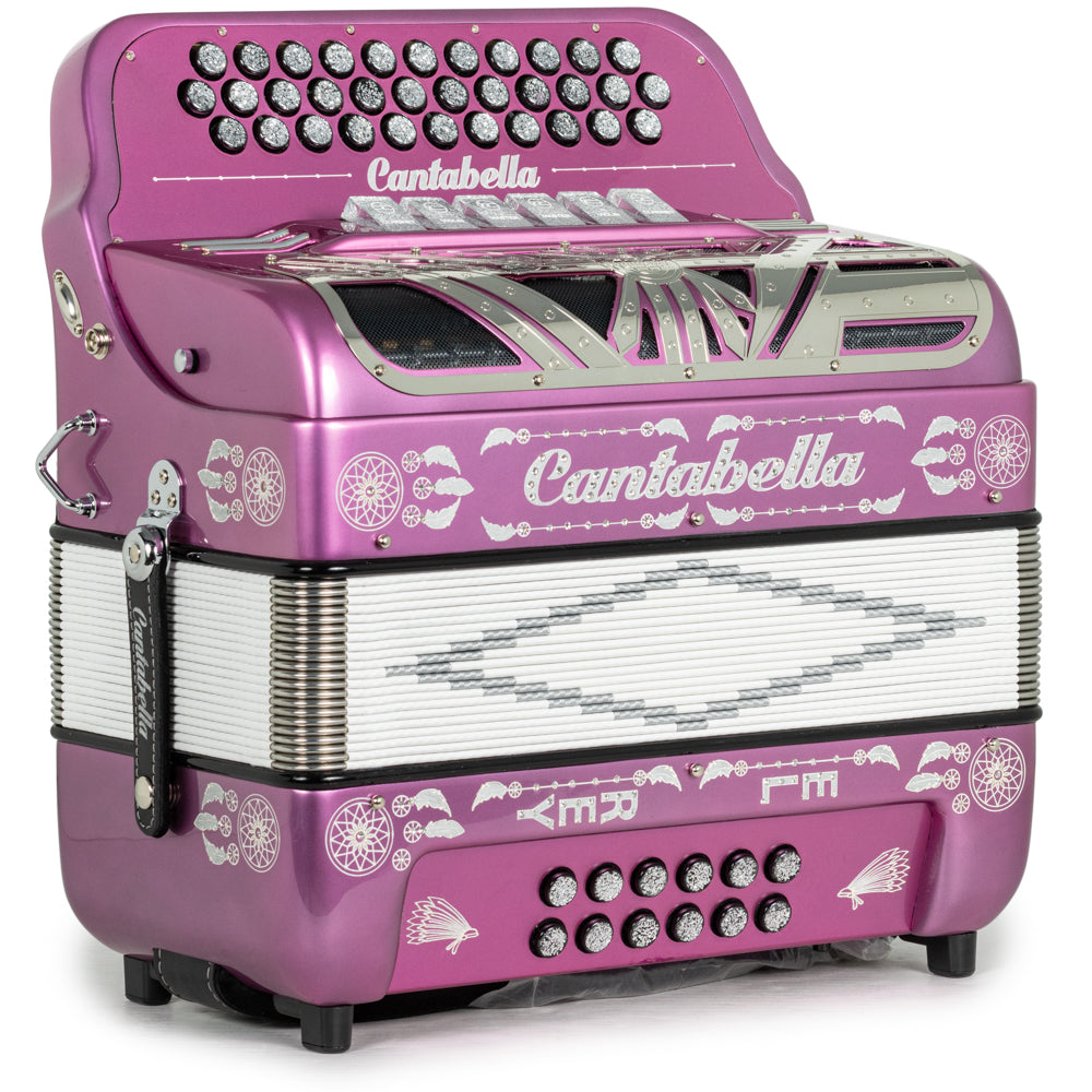 Cantabella Special Edition Ramon Ayala El Rey 2-Tone 6 Switch FBE-EAD Accordion in Hot Pink with Silver