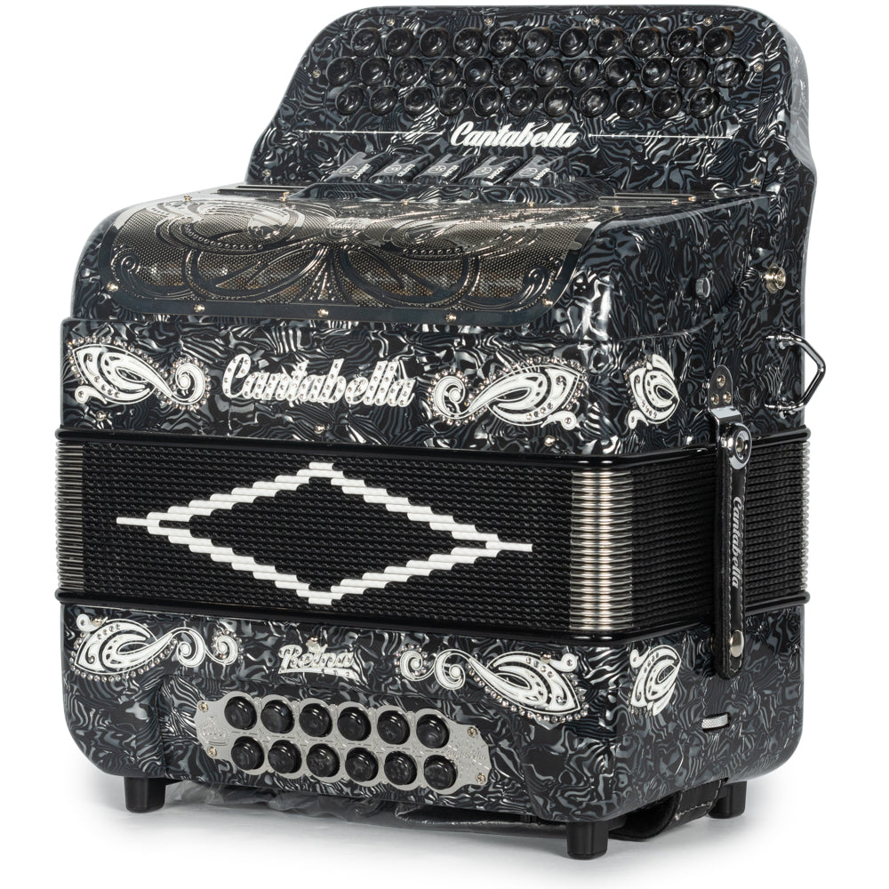 Cantabella Reina Accordion 5 Switch GCF Special Celluloid Grey with Painted Fretboard