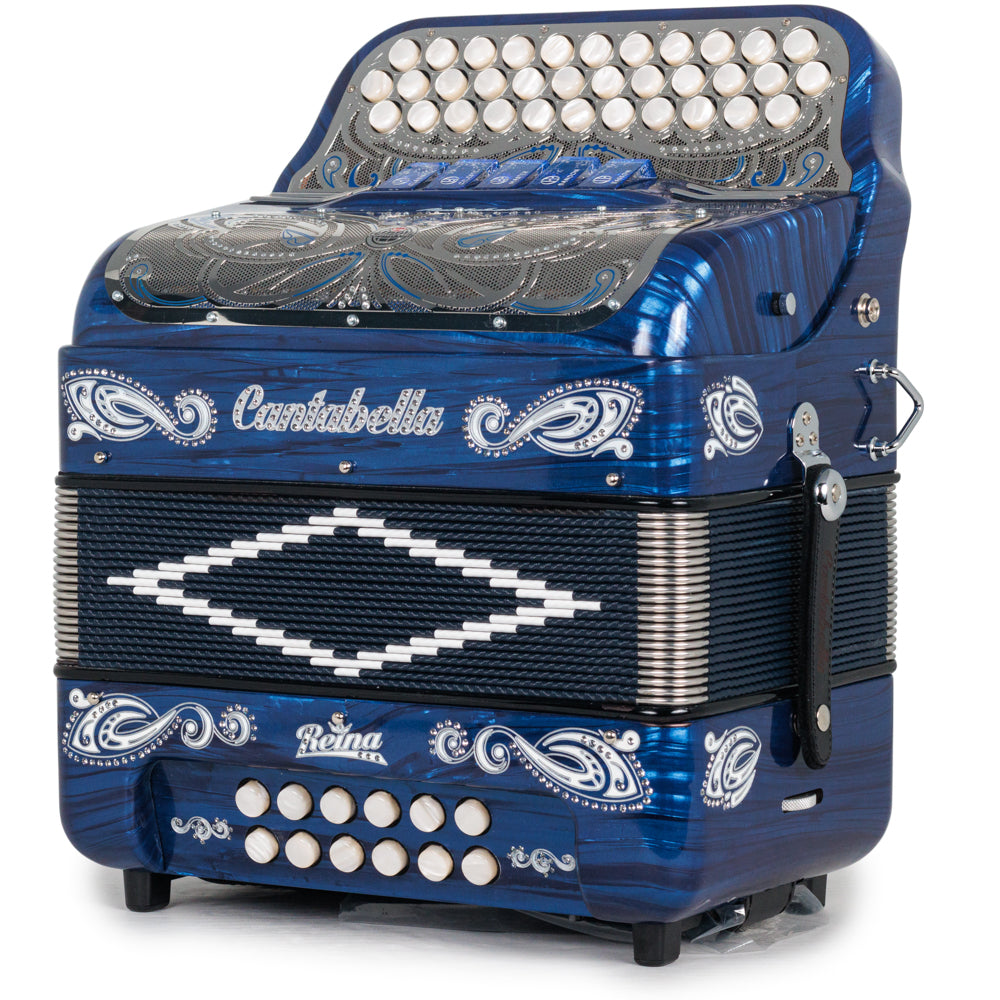 Cantabella Reina Accordion Ultra Compact 5 Switch FBE Blue with Silver Accessories