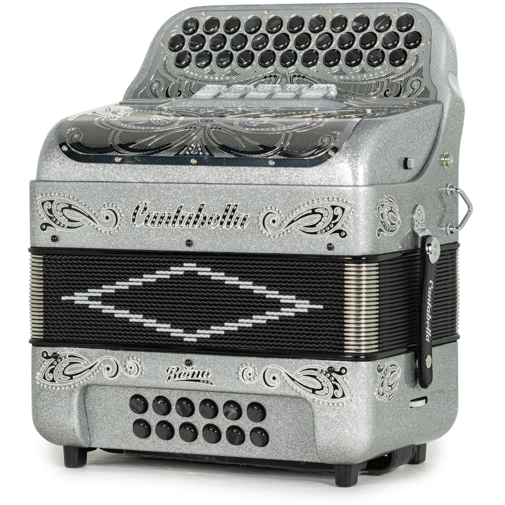 Cantabella Reina Accordion 5 Switch FBE Silver Glitter with Black