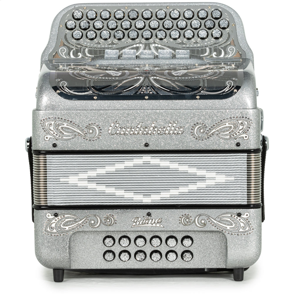Cantabella Reina Accordion 5 Switch GCF Silver Glitter with White
