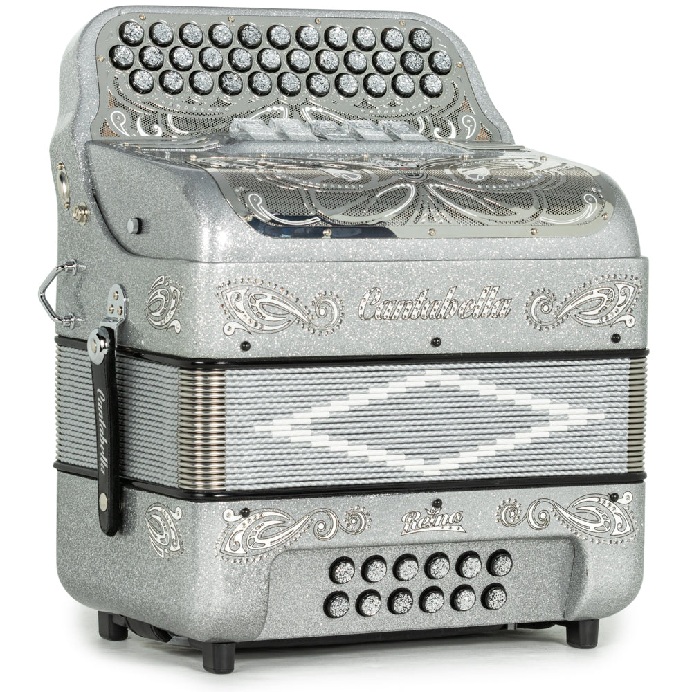 Cantabella Reina Accordion 5 Switch GCF Silver Glitter with White