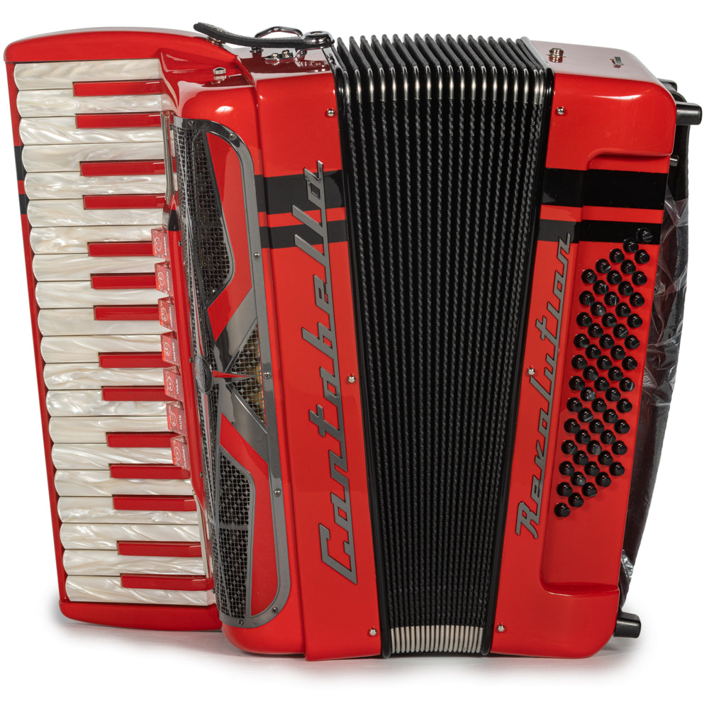 Cantabella Revolution Piano Accordion 7 Switch Red with White Hermes Music Accordion Pro Shop