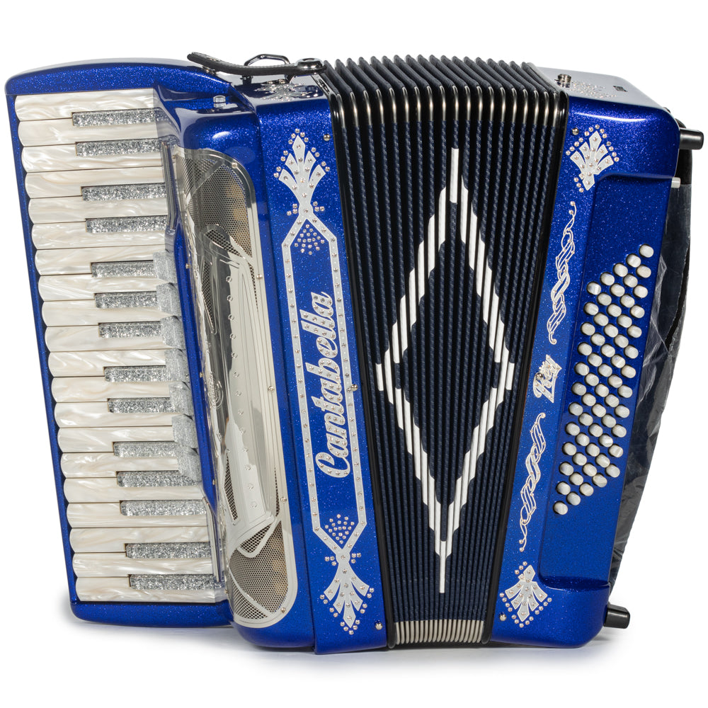 Cantabella Rey Piano Accordion 7 Switch Blue with Silver Hermes Music Accordion Pro Shop