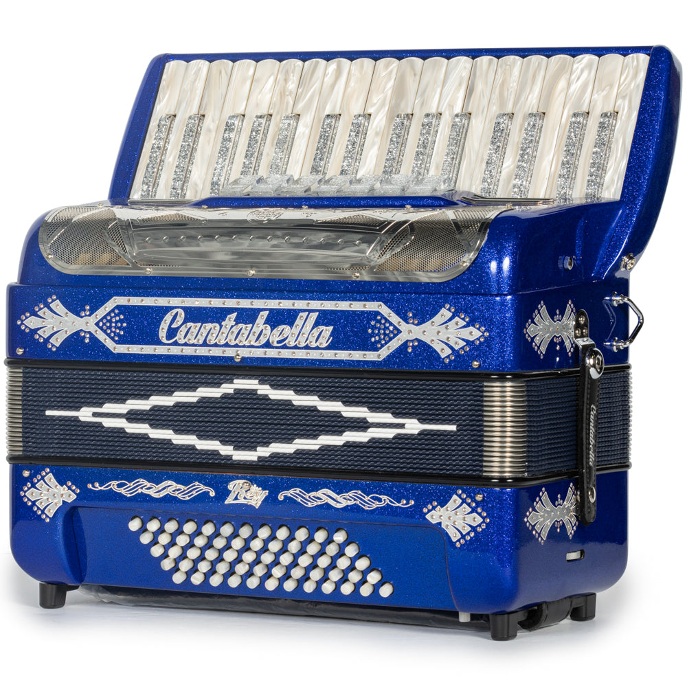 Cantabella Rey Piano Accordion 7 Switch Blue with Silver Hermes Music Accordion Pro Shop