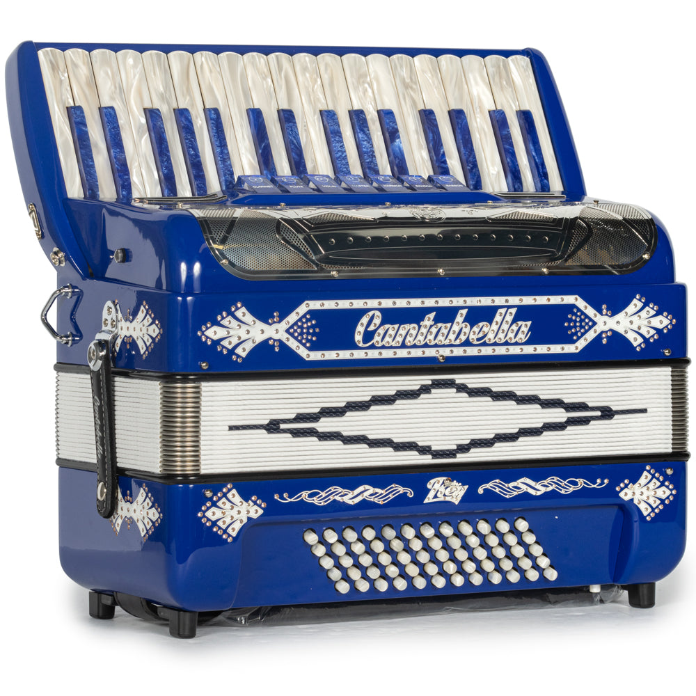 Cantabella Rey Piano Accordion 7 Switch Blue with White Hermes Music Accordion Pro Shop