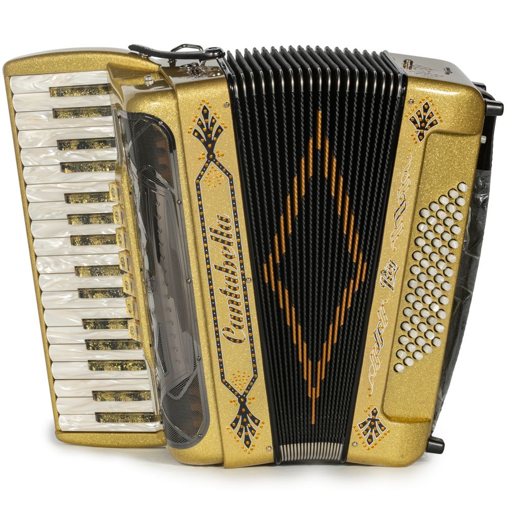 Cantabella Rey Piano Accordion 7 Switch Gold Glitter with Black