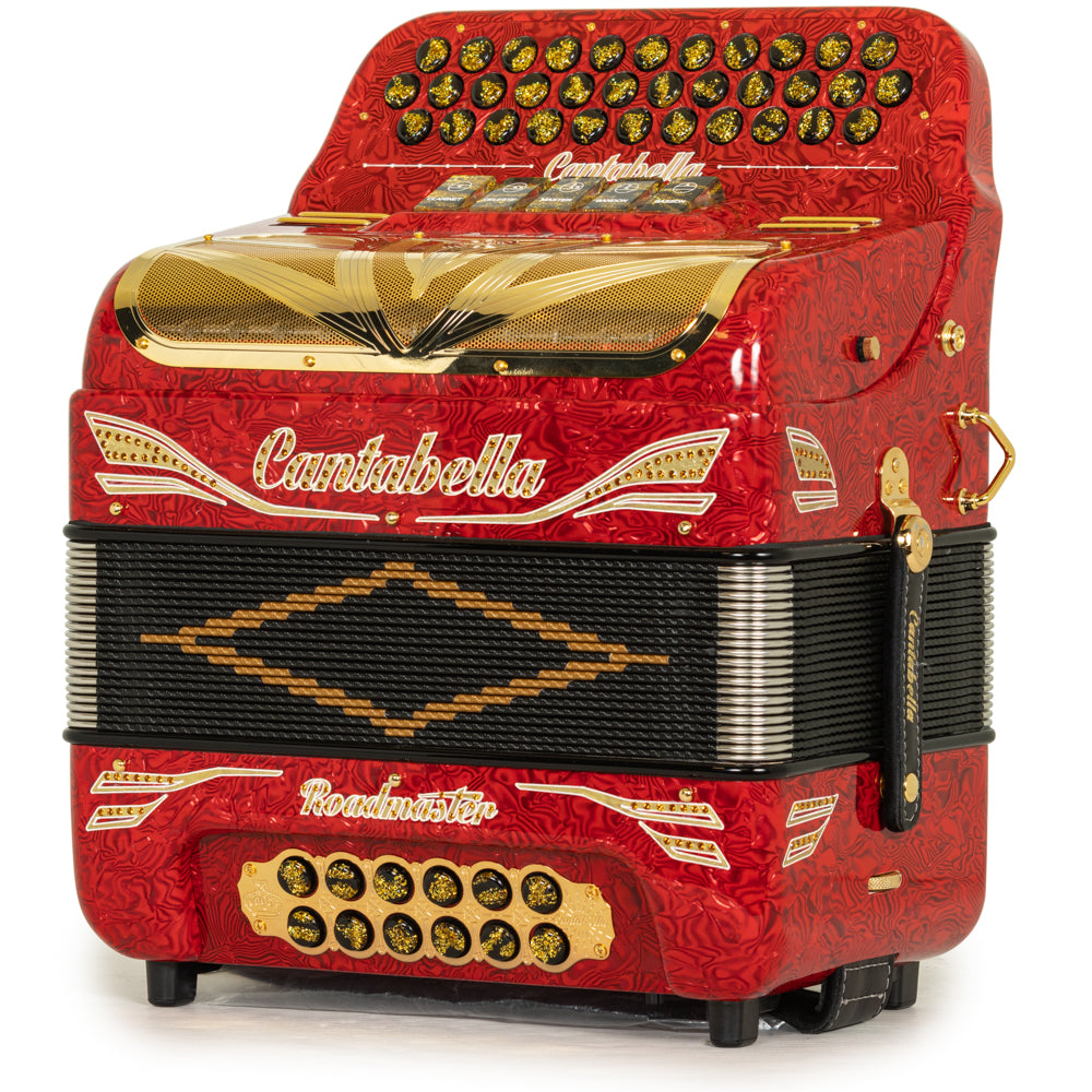 Cantabella Roadmaster Accordion 5 Switch EAD Red Waves with Gold