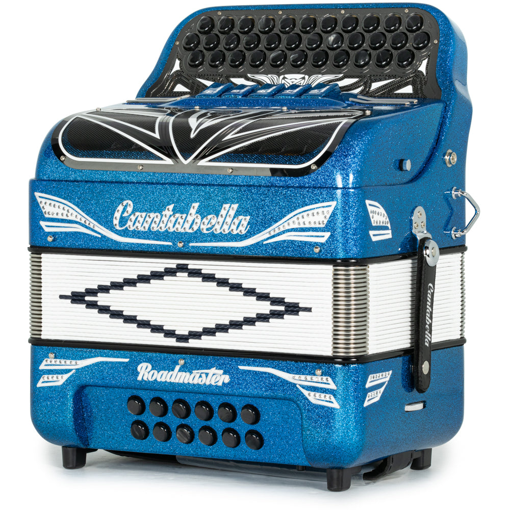Cantabella Roadmaster Accordion 5 Switch EAD Blue Glitter with White