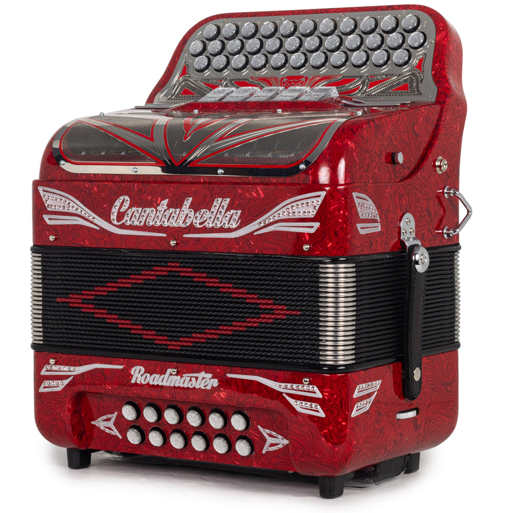 Cantabella Roadmaster Accordion Ultra Compact 5 Switch EAD Celluloid Red with Silver